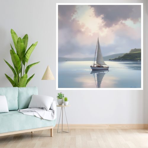 Quadro Decorativo Arte Barco no Mar Estilo Pintura