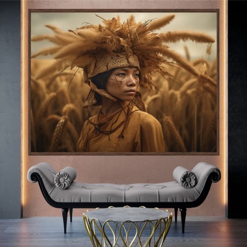 Quadro Decorativo Figurativo Mulher e os Trigos
