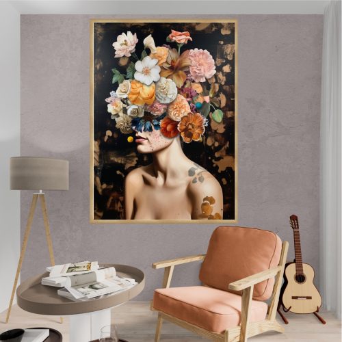 Quadro Decorativo Mulher Figurativa Floral na Face