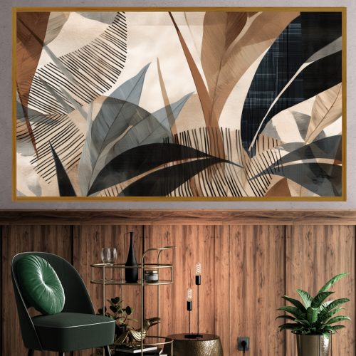 Quadro Decorativo Folhas Figurativas em Tons Terrosos