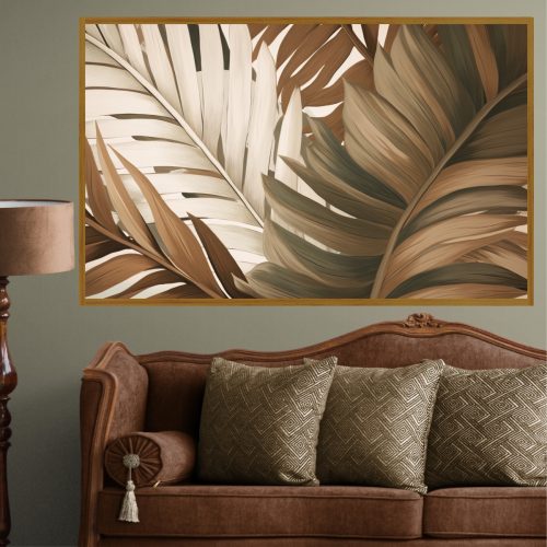Quadro Decorativo Folhas em Tons Terrosos