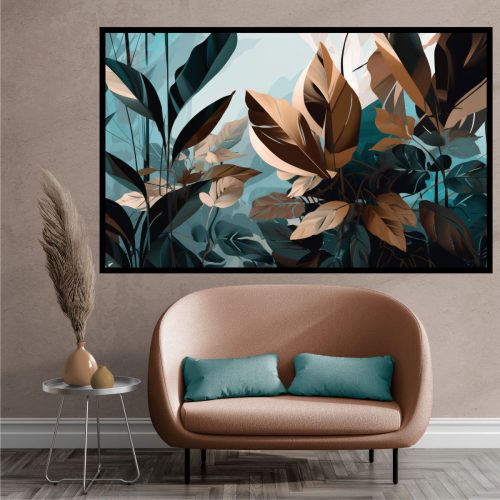 Quadro Decorativo Folhas em Tons de Marrom e Verde