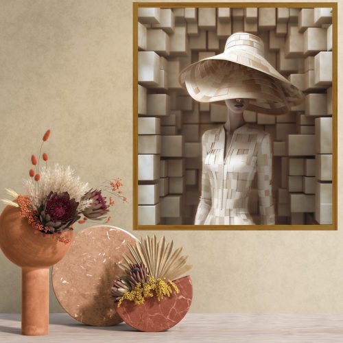 Quadro Decorativo Mulher Figurativa em Tons Neutros