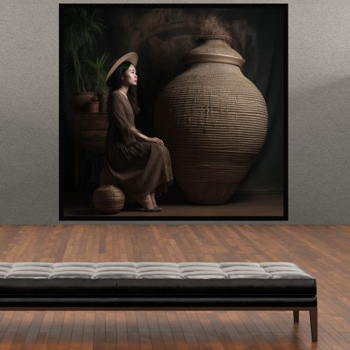 Quadro Decorativo Mulher Figurativa Asiática
