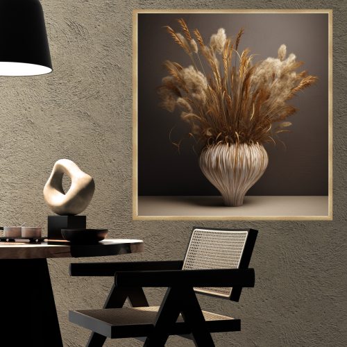 Quadro Decorativo Vaso com Arranjo de Pampas