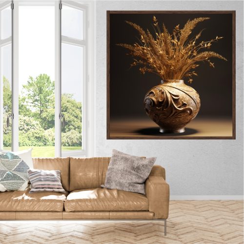 Quadro Decorativo Vaso Decorado com Arranjo de Flores