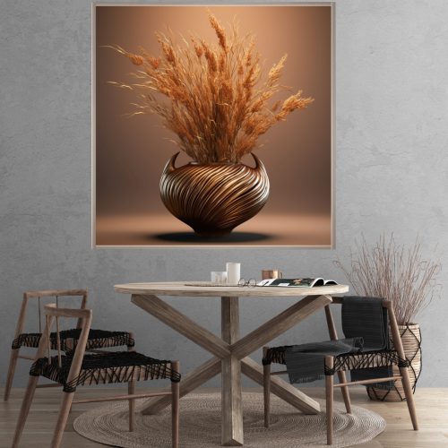 Quadro Decorativo Vaso Arranjo com Pampas