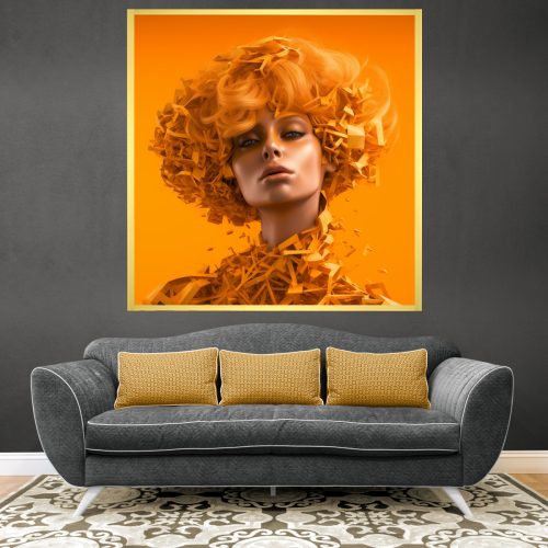 Quadro Decorativo Mulher Figurativa com Tons Alaranjados