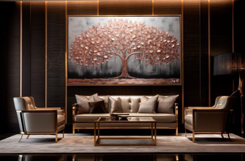 Quadro Decorativo Árvore da Vida Rose Gold