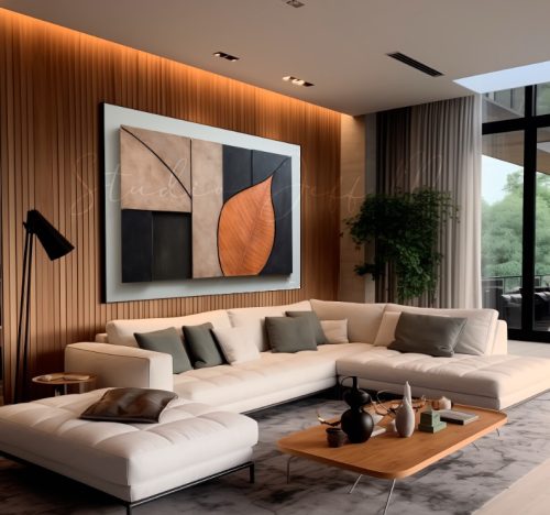 Quadro Decorativo Abstrato Fomas e Folhas