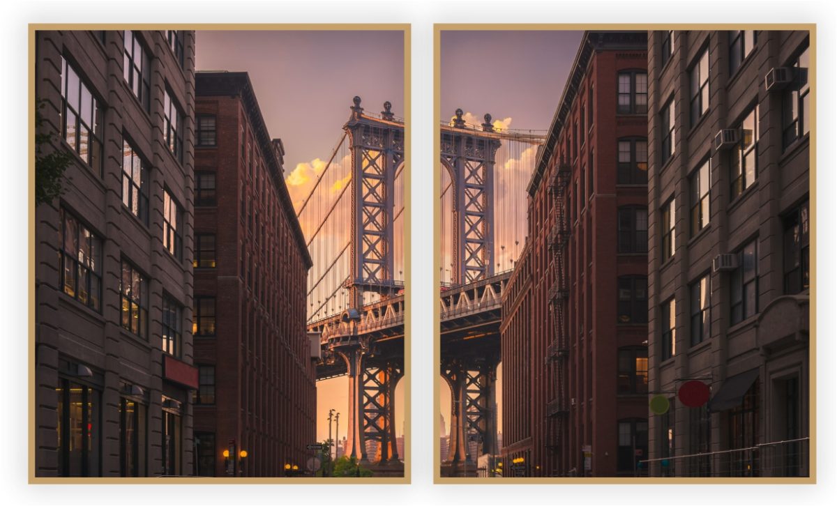 Jogo com 2 Quadros Decorativos Prédios e Ponte - Imagem 3
