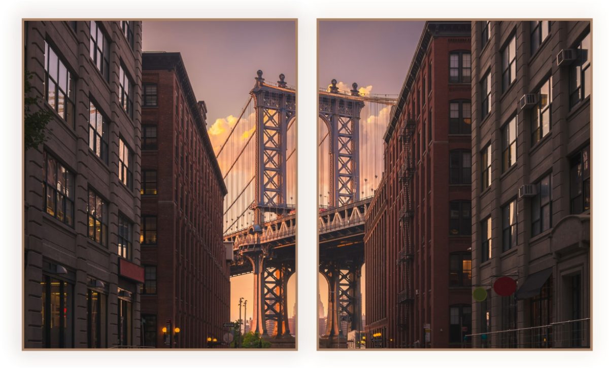 Jogo com 2 Quadros Decorativos Prédios e Ponte - Imagem 9