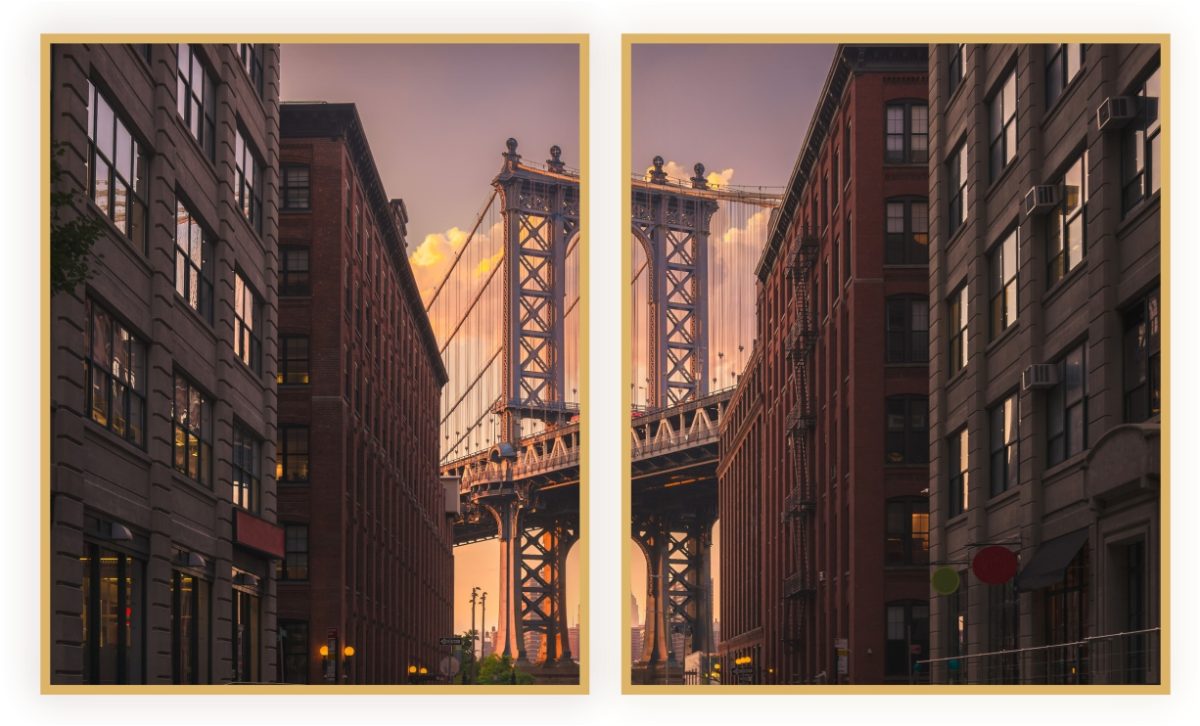 Jogo com 2 Quadros Decorativos Prédios e Ponte - Imagem 16