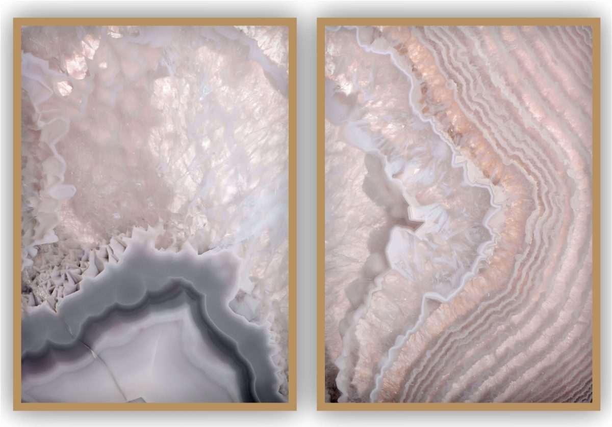 Jogo com 2 Quadros Decorativos Abstrato Marmorizado Rosa - Imagem 2