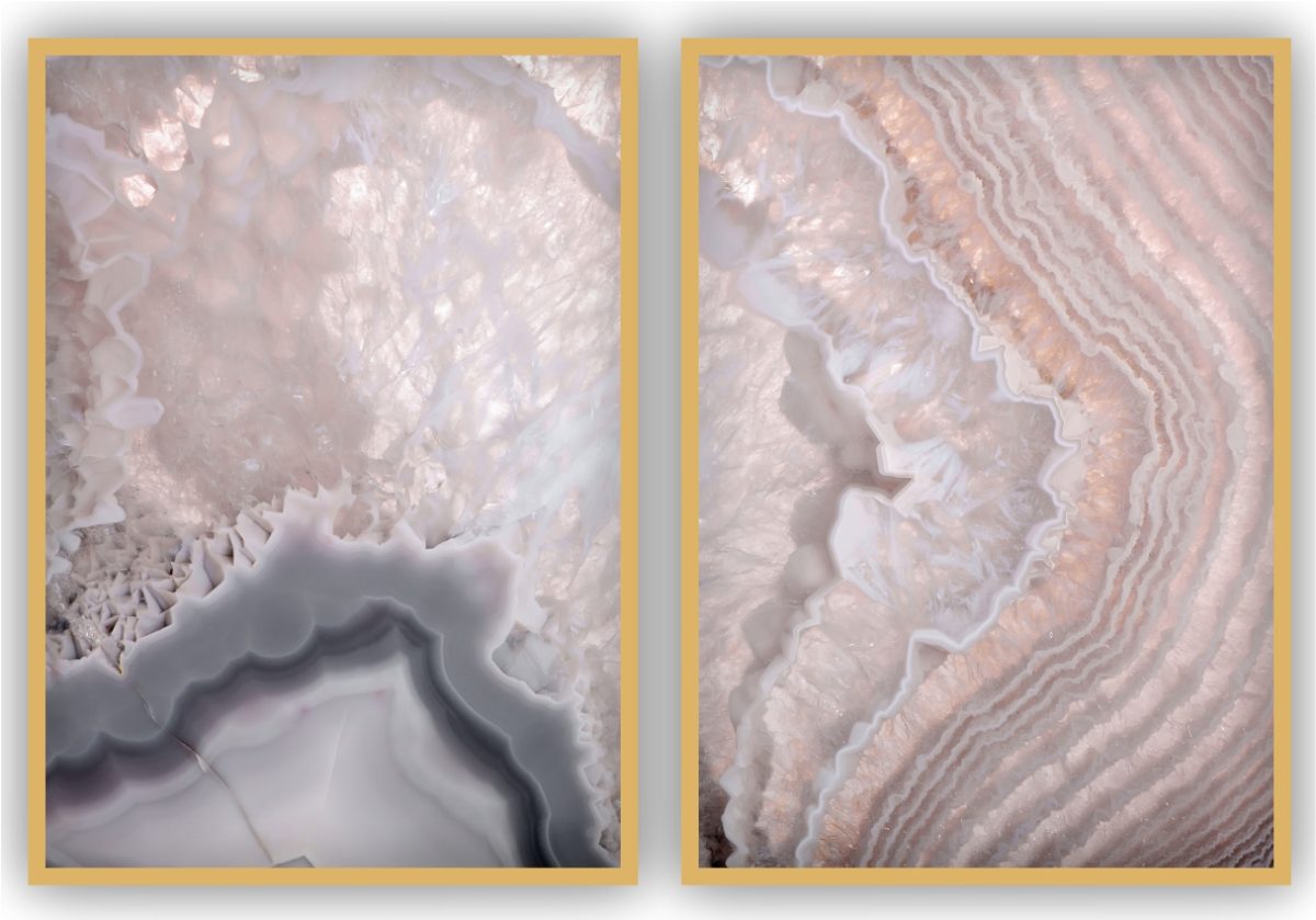 Jogo com 2 Quadros Decorativos Abstrato Marmorizado Rosa - Imagem 3