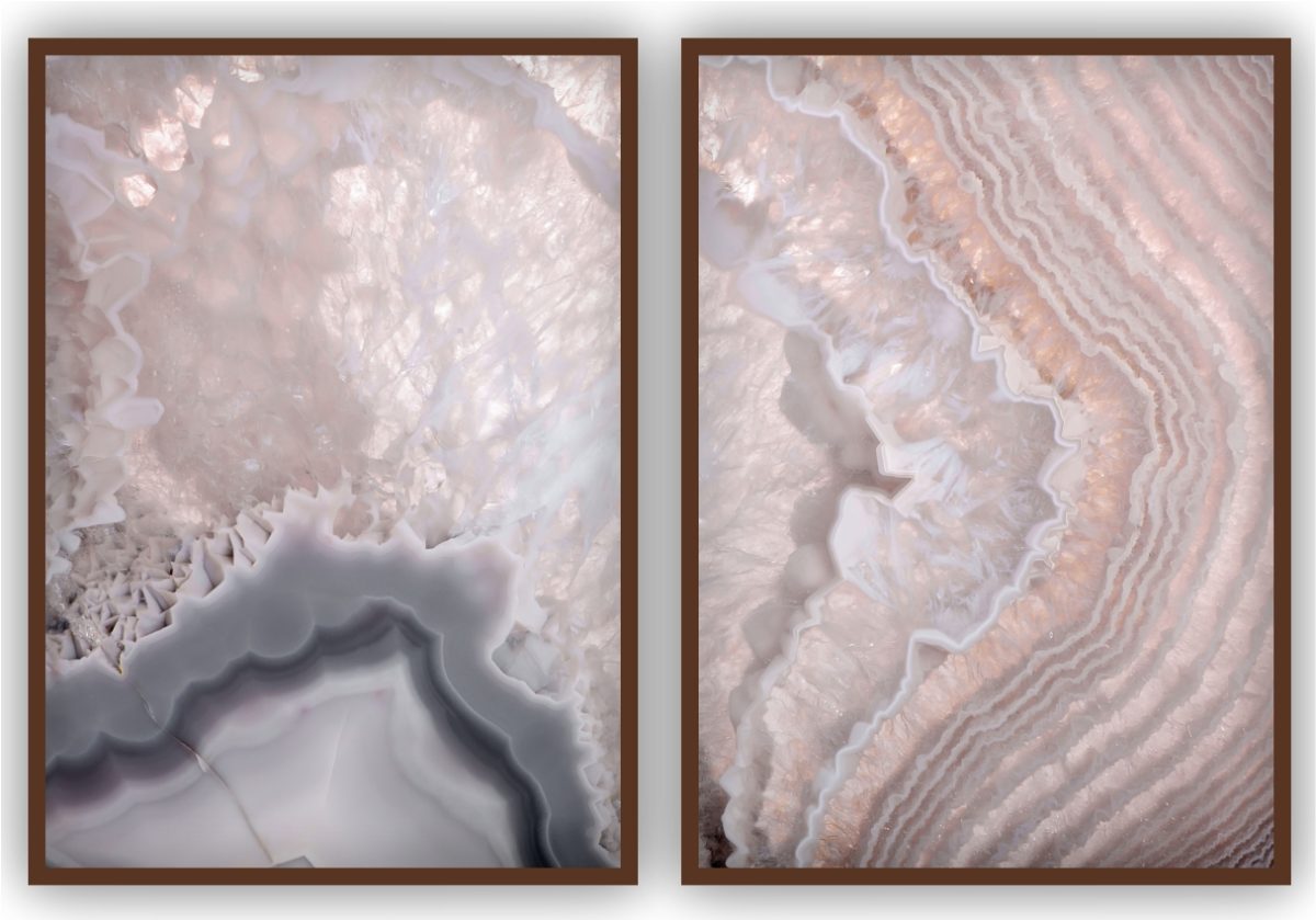 Jogo com 2 Quadros Decorativos Abstrato Marmorizado Rosa - Imagem 4