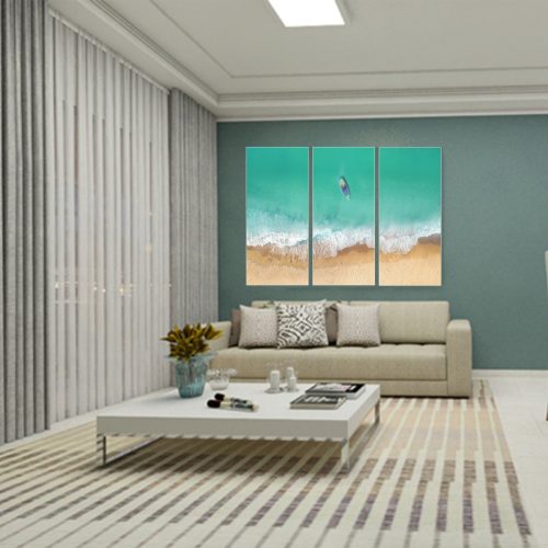 Jogo com 3 Quadros Decorativos Praia