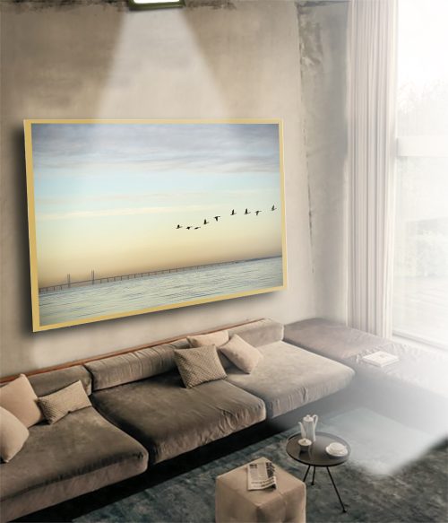 Quadro Decorativo Pássaros ao Entandecer no Mar