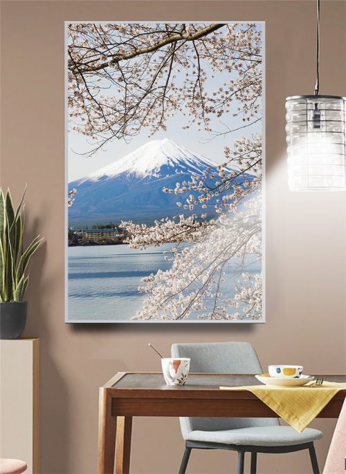 Quadro Decorativo Paisagem Montanha com Florais