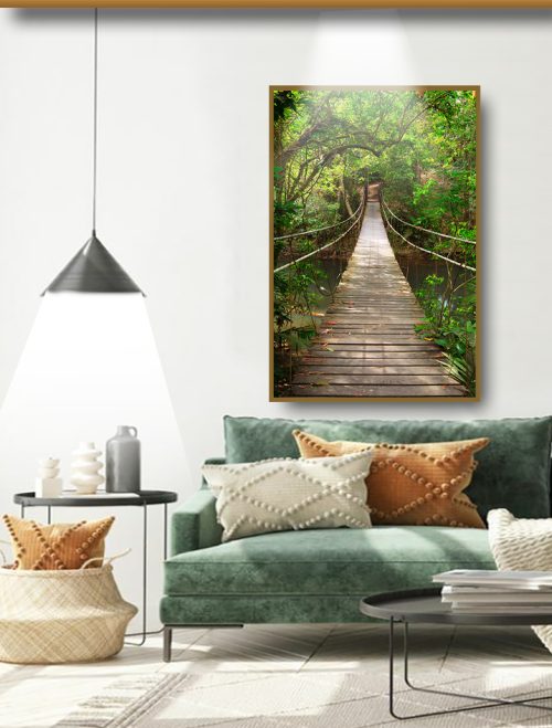 Quadro Decorativo Árvores ao Redor da Ponte