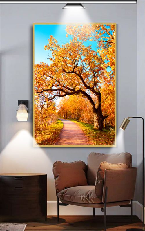 Quadro Decorativo Árvore com Flores Alaranjadas