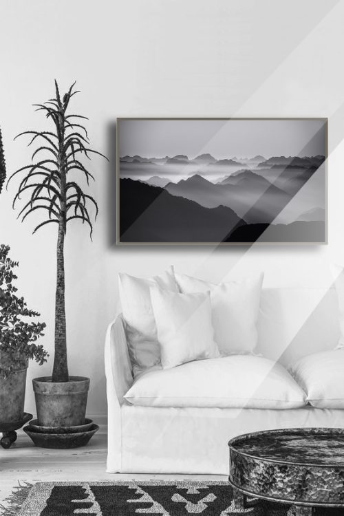 Quadro Decorativo Montanhas Preto e Branco