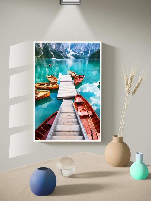 Quadro Decorativo Barcos no Mar Azul