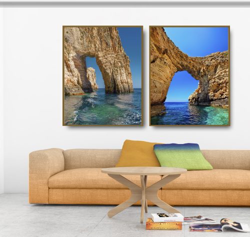 Jogo com 2 Quadros Decorativos Paisagem com Mar e Céu Azul