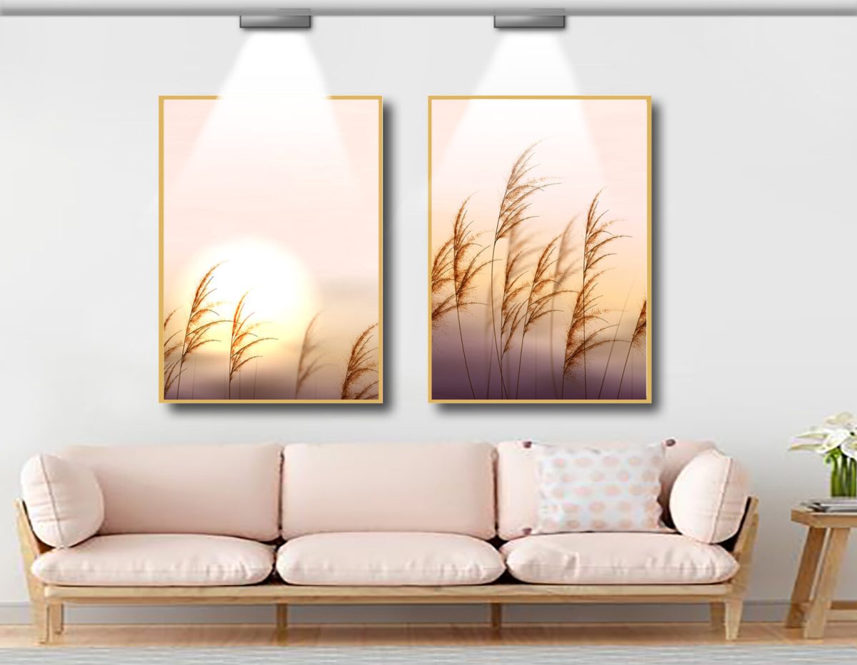 Jogo com 2 Quadros Decorativos Pampas no Por do Sol - Imagem 4