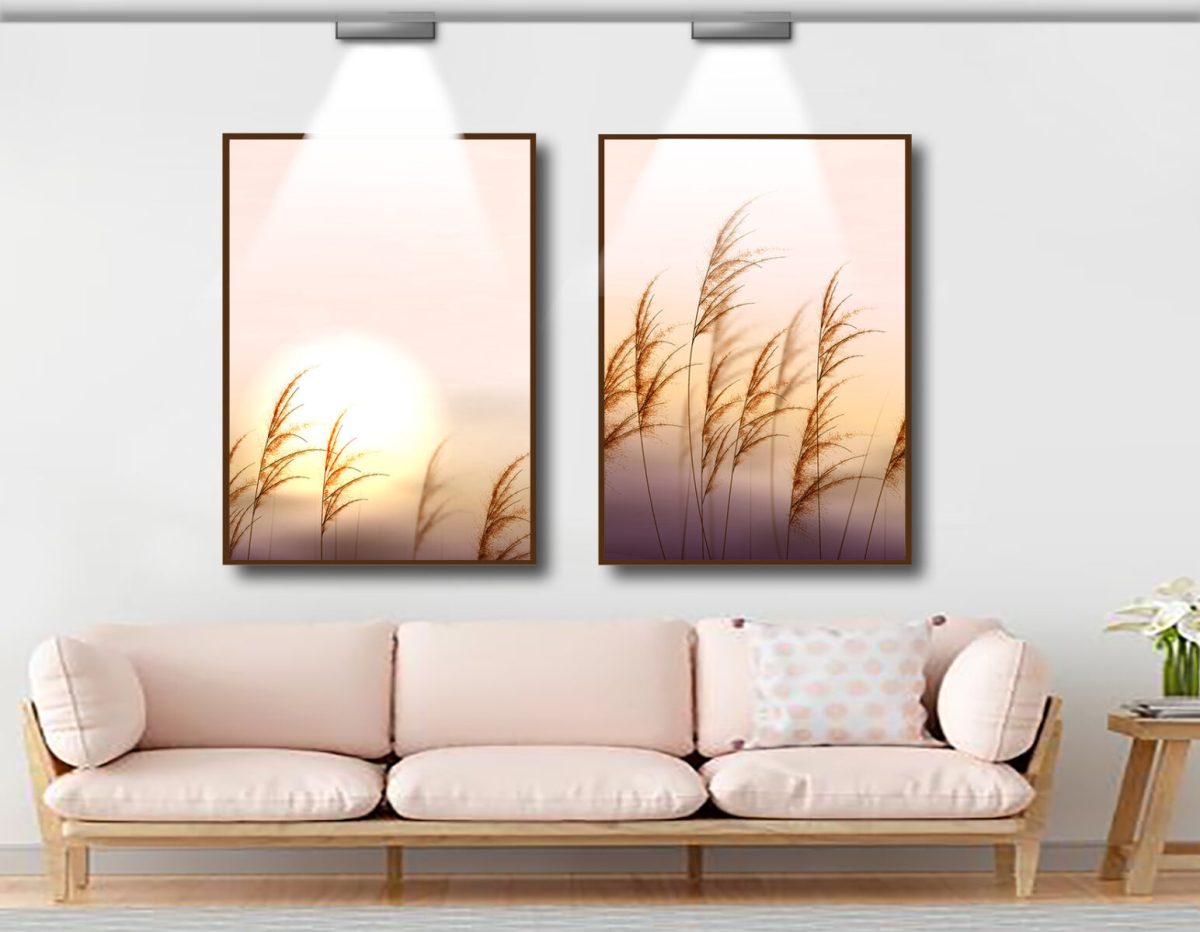 Jogo com 2 Quadros Decorativos Pampas no Por do Sol - Imagem 5