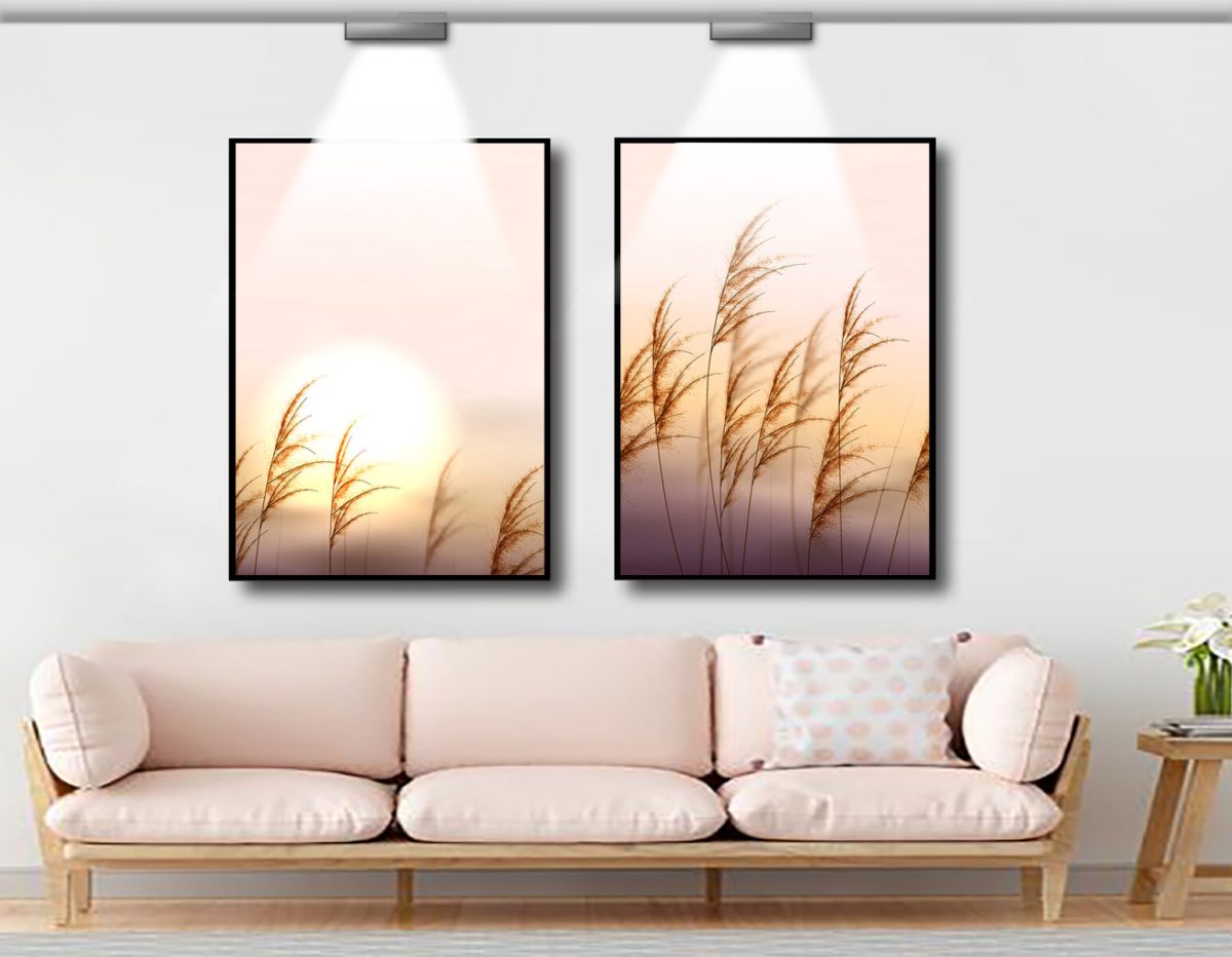 Jogo com 2 Quadros Decorativos Pampas no Por do Sol - Imagem 7
