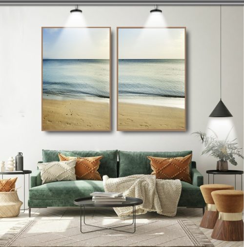 Jogo com 2 Quadros Decorativos Paisagem Areia e o Mar