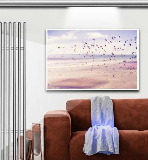 Quadro Decorativo Praia Sunset Lilás