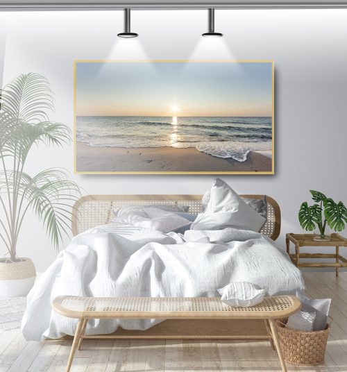 Quadro Decorativo Mar, Areia e Nascer do sol