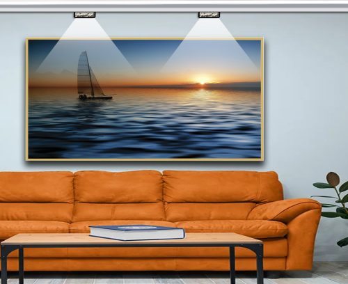 Quadro Decorativo Por do sol no meio do mar
