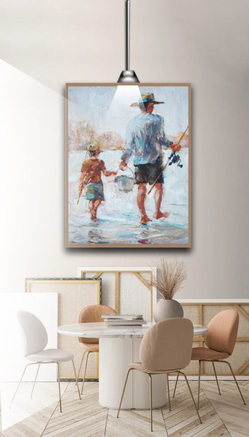 Quadro Decorativo Pintura Pai e Filho
