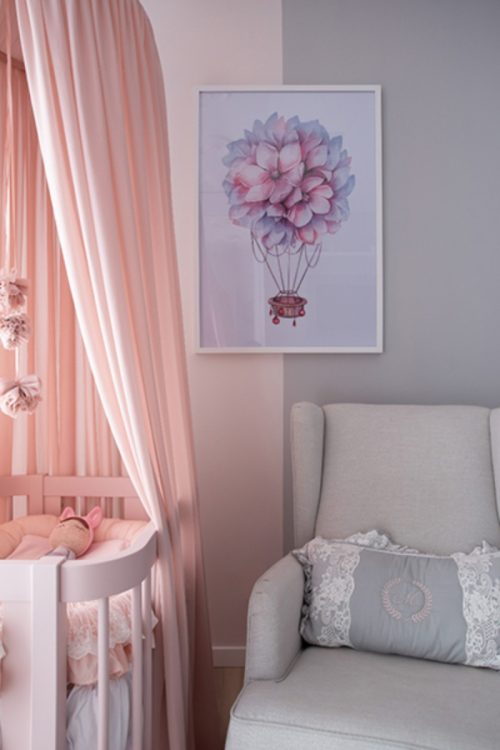 Quadro Decorativo Balão de Ar com Flores