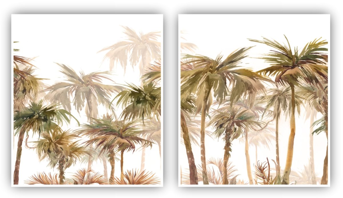 Jogo com 2 Quadros Decorativos Palmeiras Abstratas - Imagem 8