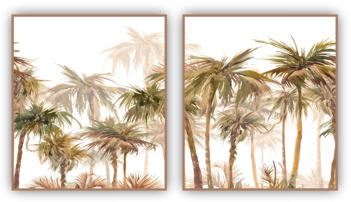 Jogo com 2 Quadros Decorativos Palmeiras Abstratas - Imagem 9