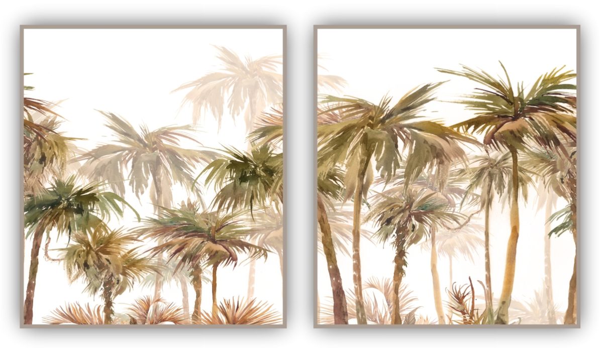 Jogo com 2 Quadros Decorativos Palmeiras Abstratas - Imagem 11