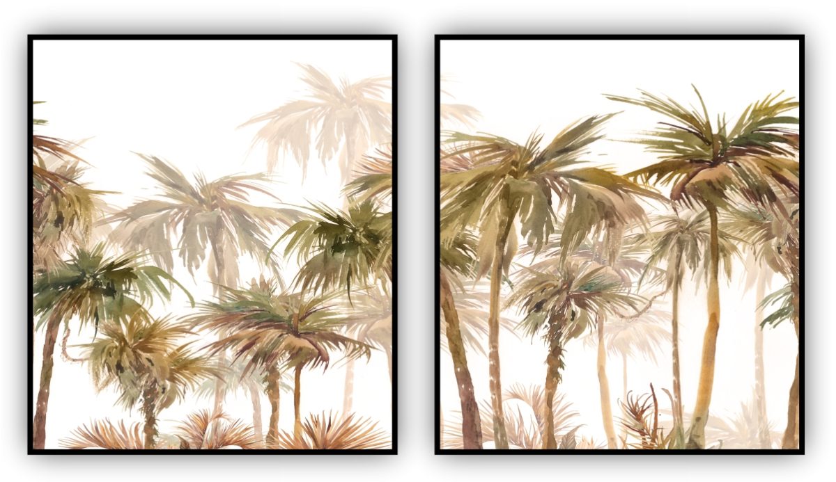 Jogo com 2 Quadros Decorativos Palmeiras Abstratas - Imagem 12