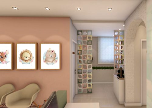 Jogo com 3 Quadros Decorativos para Quarto Infantil