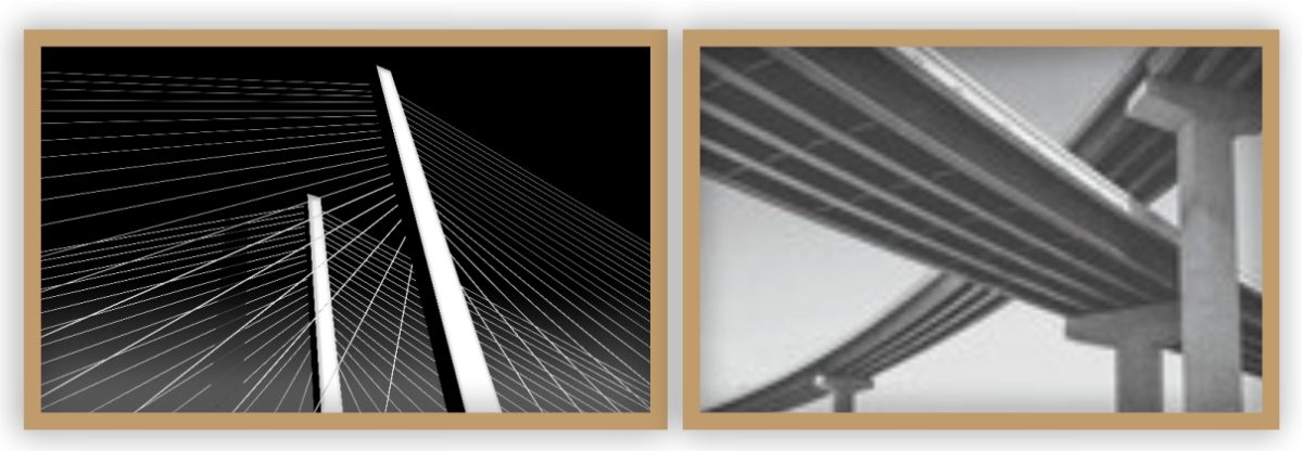 Jogo com 2 Quadros Decorativos Ponte em Preto e Branco - Imagem 2