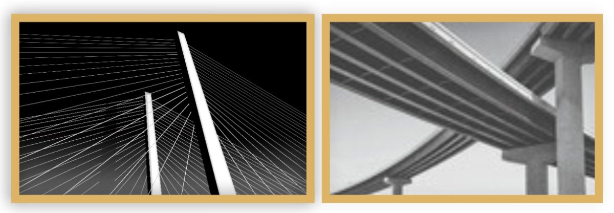 Jogo com 2 Quadros Decorativos Ponte em Preto e Branco - Imagem 3