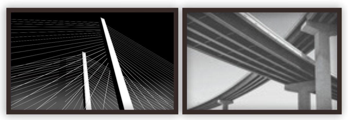 Jogo com 2 Quadros Decorativos Ponte em Preto e Branco - Imagem 4