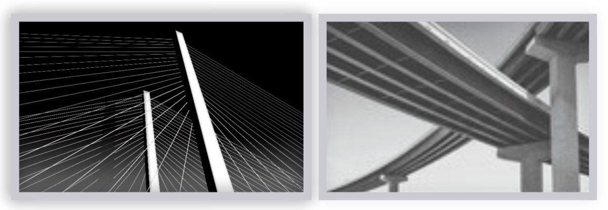 Jogo com 2 Quadros Decorativos Ponte em Preto e Branco - Imagem 5