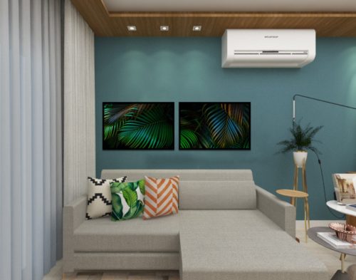 Jogo com 2 Quadros Decorativos Folhas Sobrepostas ao Fundo Preto