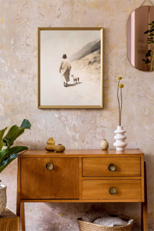 Quadro De Luxo Arte Religiosa em Tons Neutros
